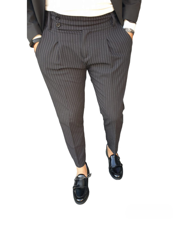 Pantalone Vita Alta Gessato
